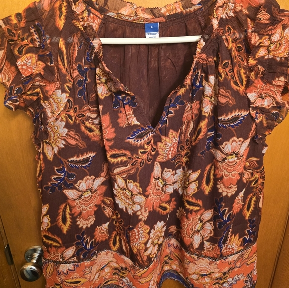 Womens Old Navy size Large fall colors, short sleeve top - Picture 9 of 11